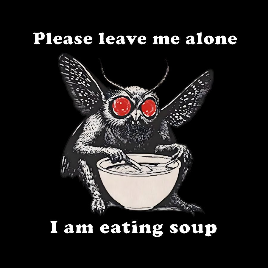 Mothman Eating Soup Please Leave Me Alone I Am Eating Soup Geek T-Shirt