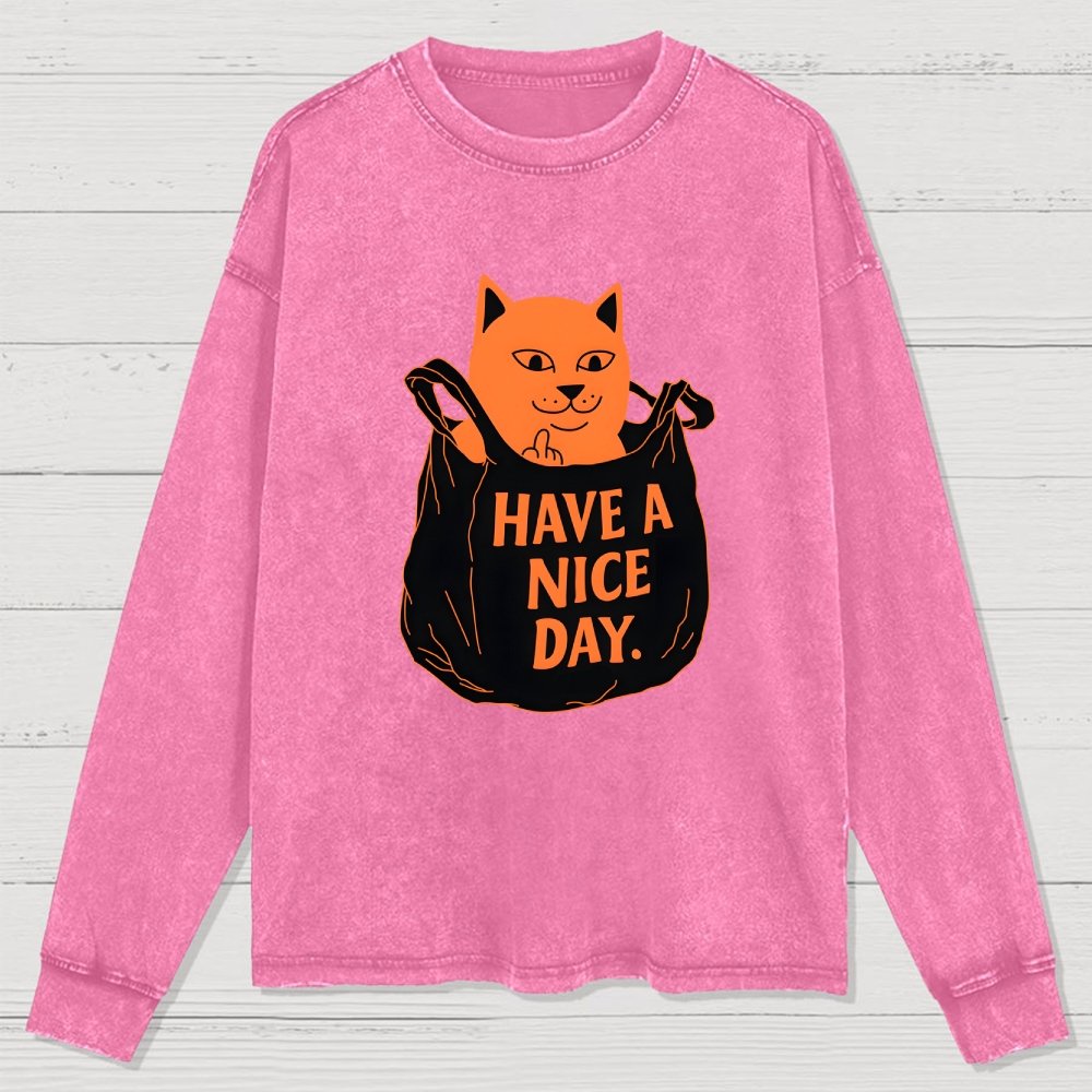 Have A Nice Day Washed Long Sleeve Tee