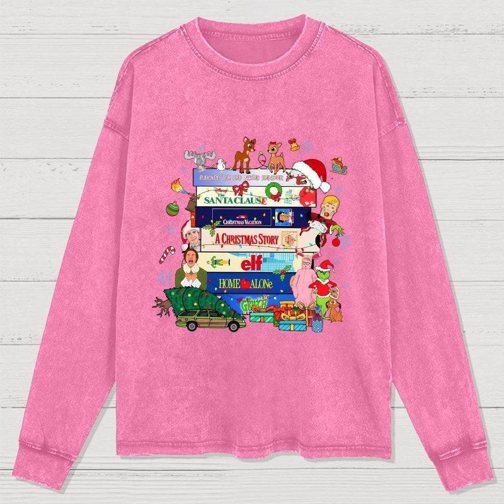 90s Style Christmas Washed Long Sleeve Tee