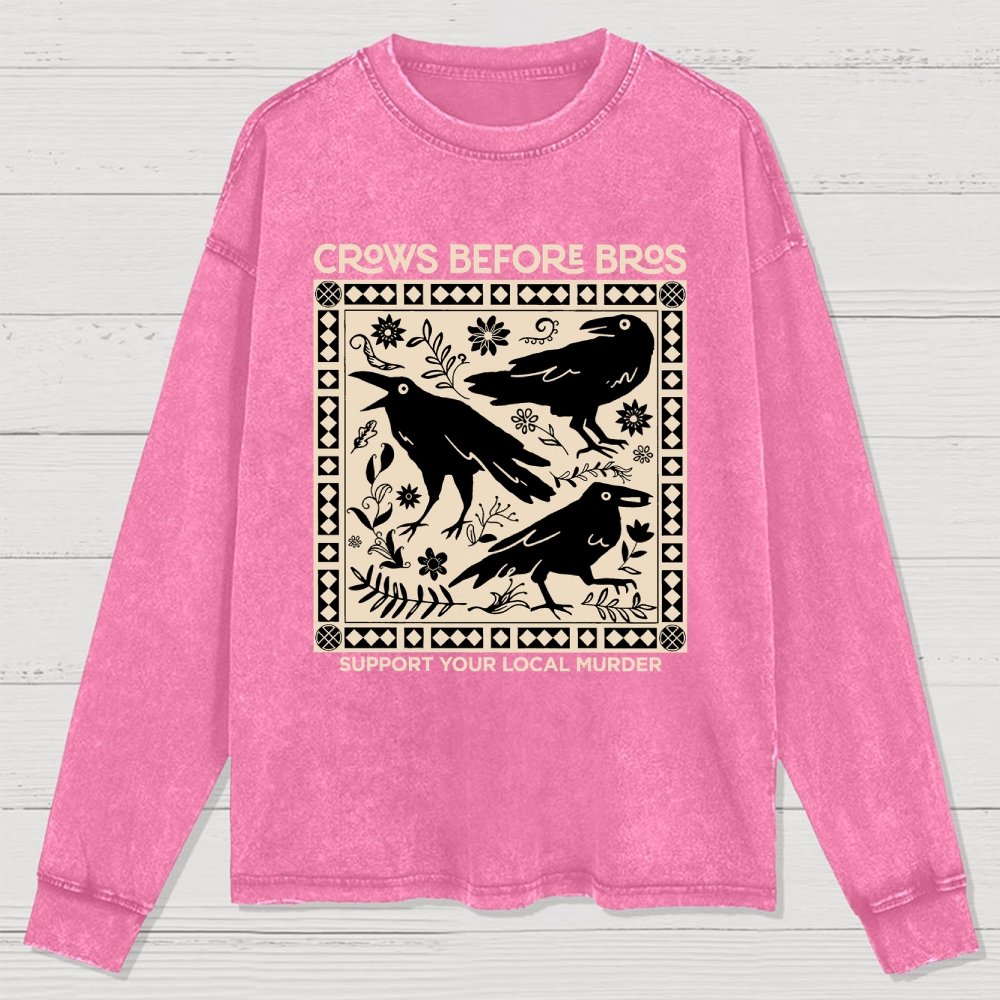 Crows Before Bros Washed Long Sleeve Tee