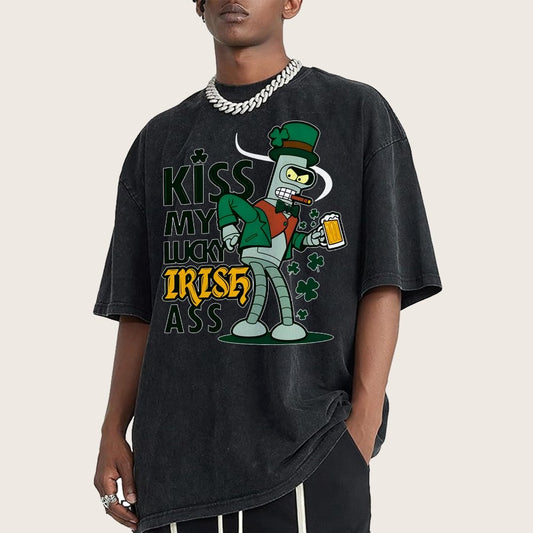 Kiss my Lucky Irish-St. Patrick's Day Vintage Distressed T-shirt