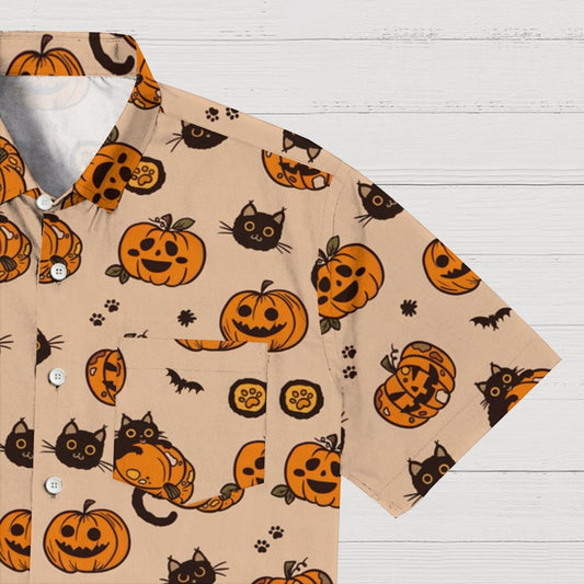 Pumpkin Black Cat Halloween Geeky Shirt
