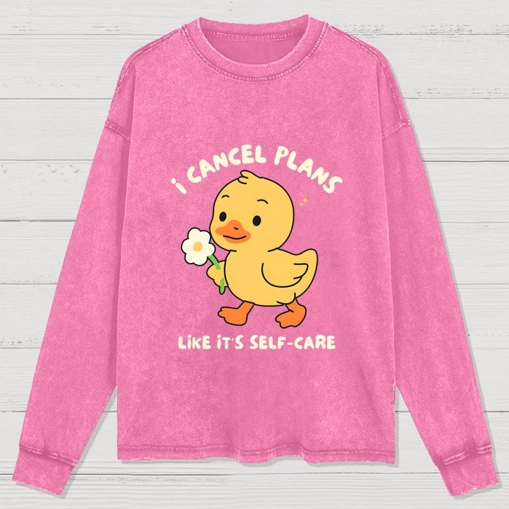 I Cancel Plans Washed Long Sleeve Tee