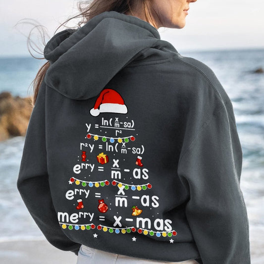 Christmas Math Printed Back Unisex Cotton Hoodie