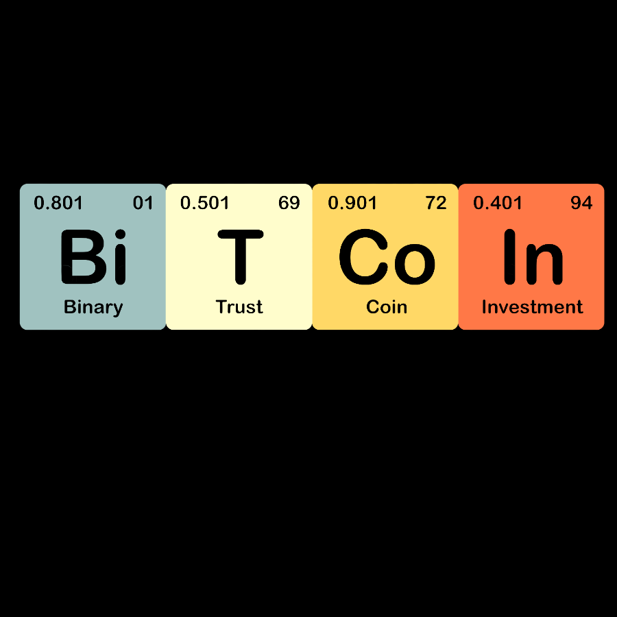 Bitcoin Periodic Table Cryptocurrency BTC Funny Vintage Geek T-Shirt