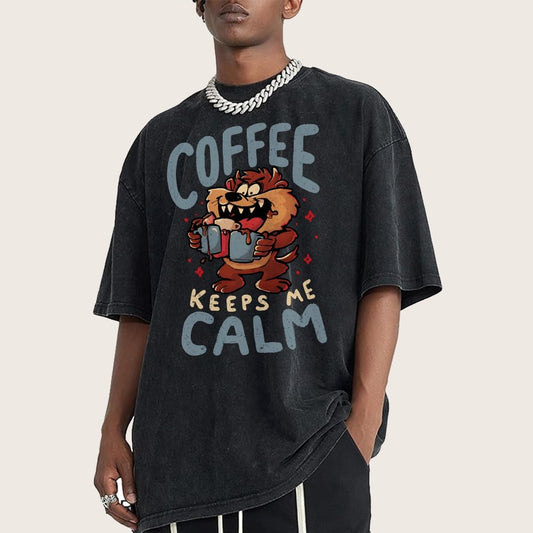 Coffee Keeps Me Calm Vintage Distressed T-shirt