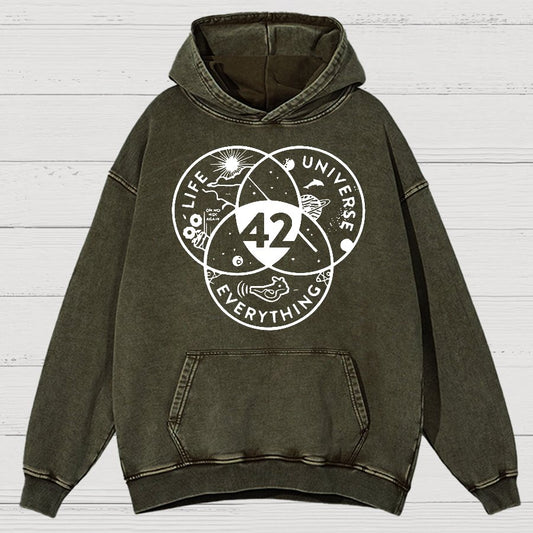 42 Answer To Life The Universe Vintage Distressed Hoodie