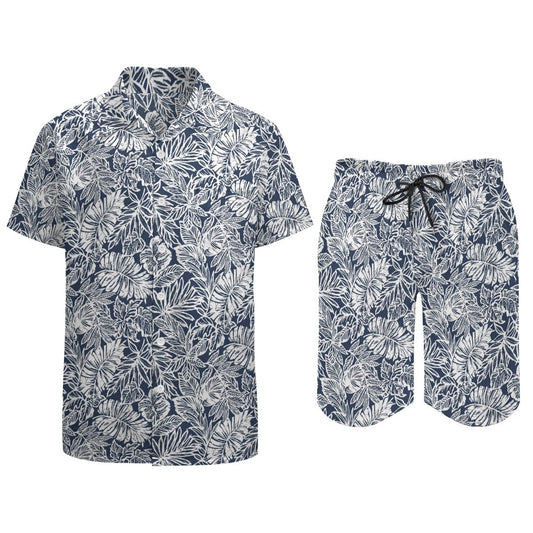 Leaf Print Hawaiian Shirt Set