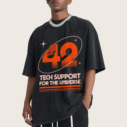 42 - Tech Support For The Universe Vintage Distressed T-shirt