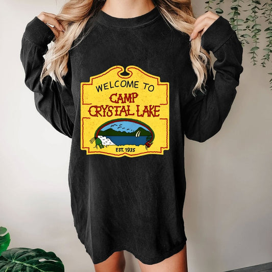 Welcome To Mystic Lake Washed Long Sleeve Tee