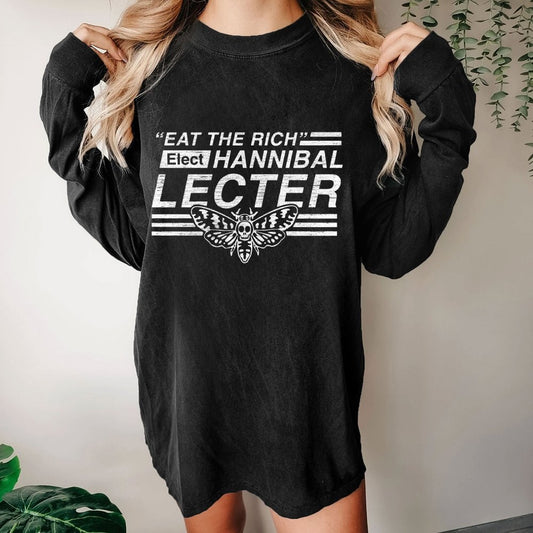 Eat The Rich Washed Long Sleeve Tee
