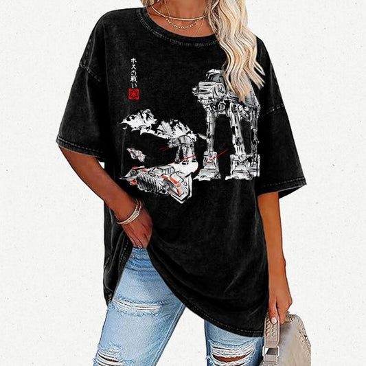 Battle In The Snow Sumi-E Vintage Distressed T-shirt