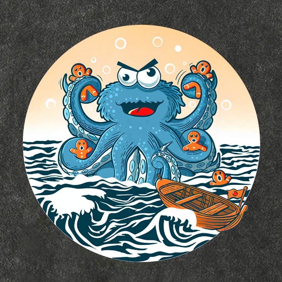Cookie Kraken Attack Vintage Distressed T-shirt
