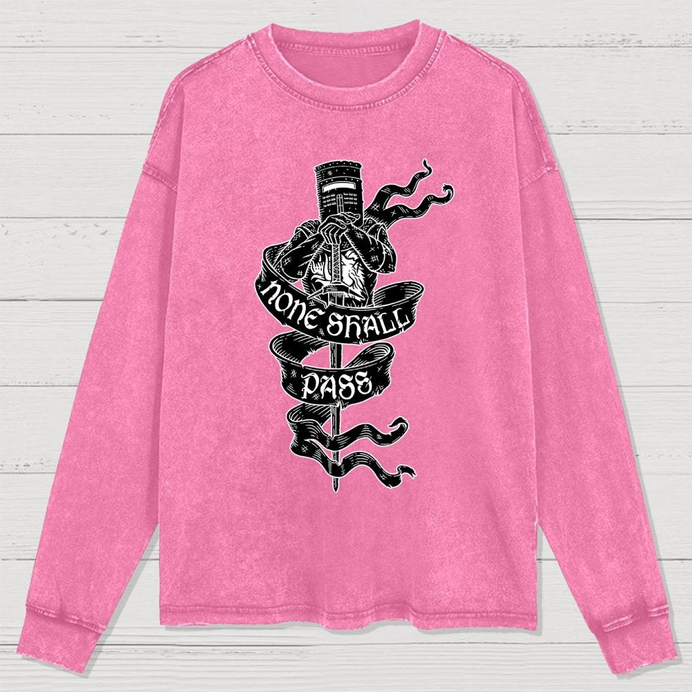 None Shall Pass Washed Long Sleeve Tee