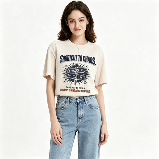 Shortcut To Chaos Funny Vintage Washed Graphic T-Shirt