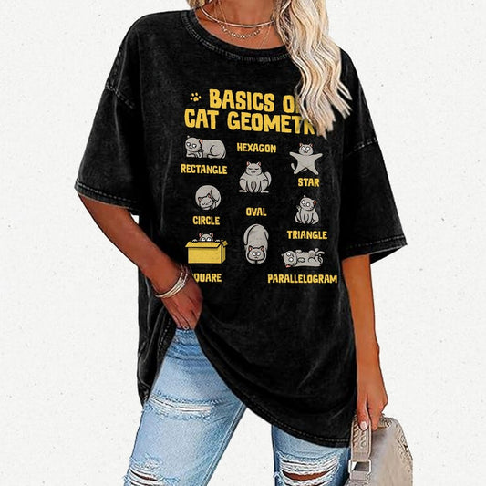Basics of Cat Geometry Vintage Distressed T-shirt