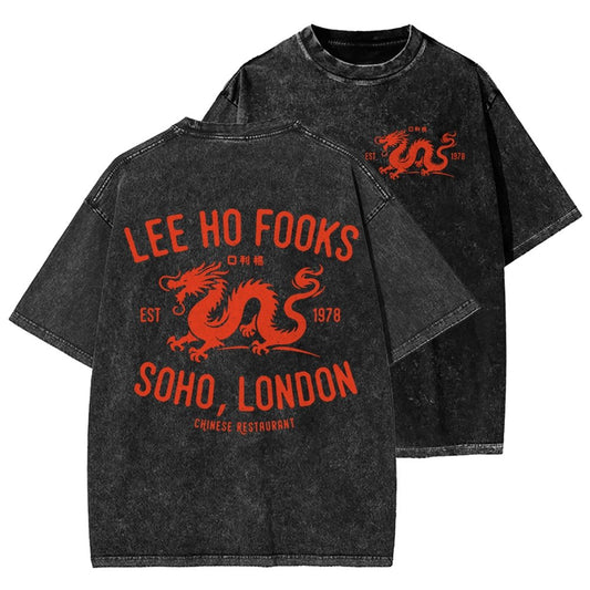 Lee Ho Fooks Front And Back Printing Washed T-shirt