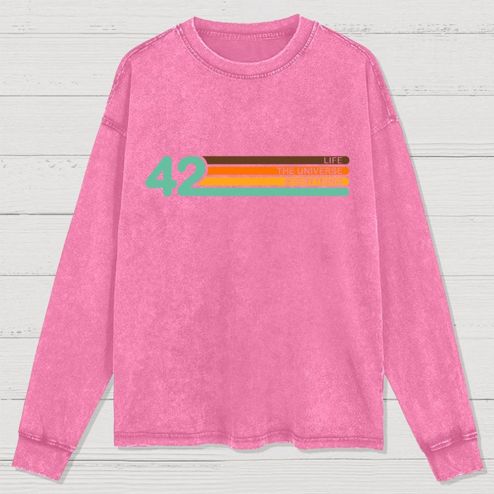 42 Life The Universe And Everything Washed Long Sleeve Tee