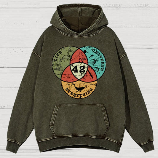 Life, the Universe & Everything Nerdy Graphic Cotton Vintage Distressed Hoodie