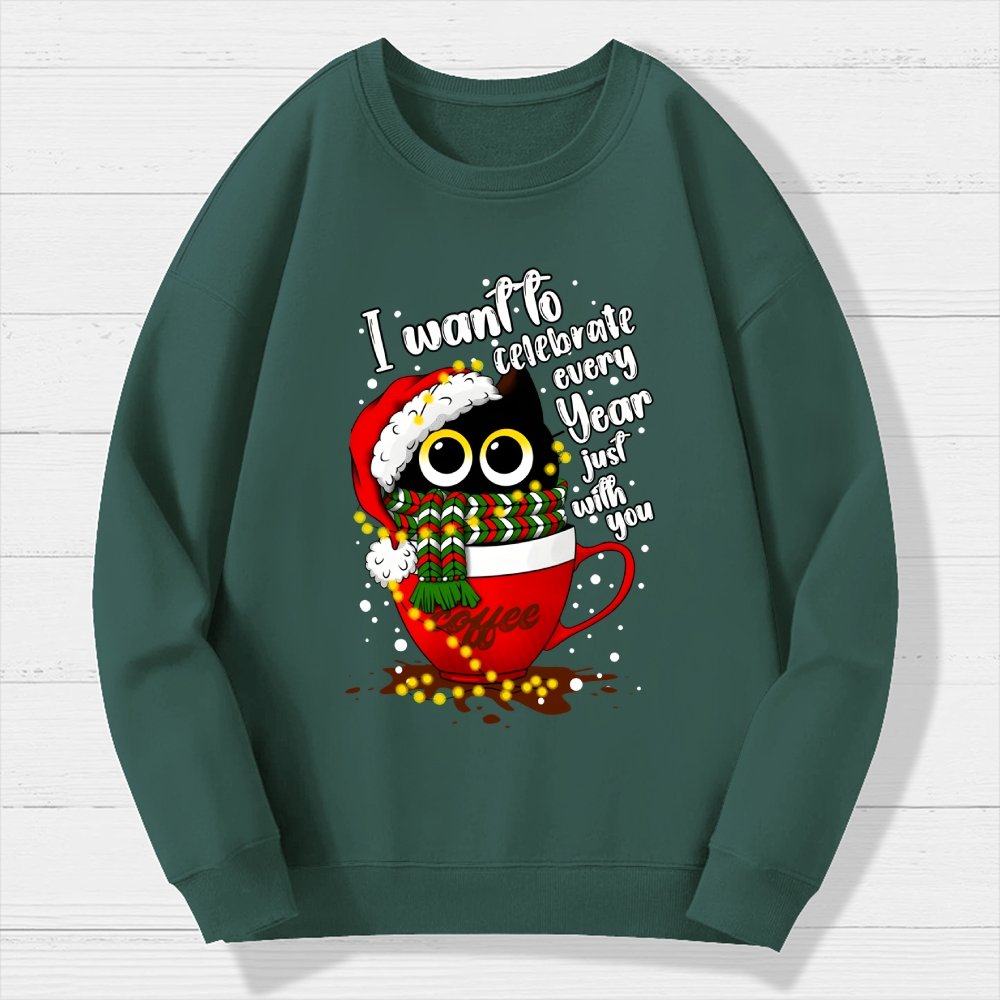 Christmas Cat Geek Cotton Sweatshirt