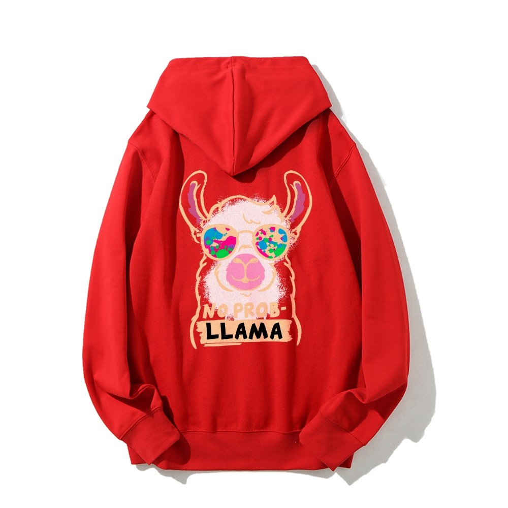 No probllama Printed Back Unisex Cotton Hoodie