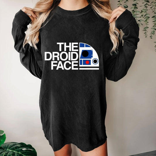 The Robot Face Washed Long Sleeve Tee