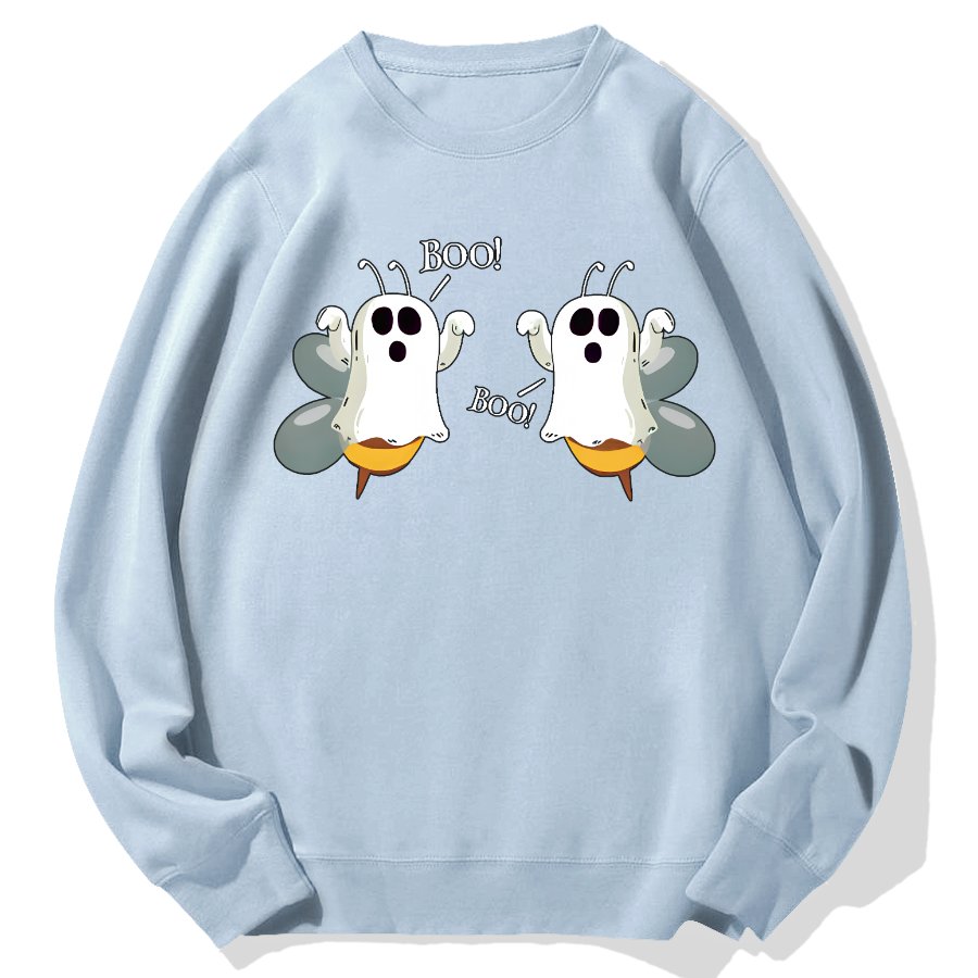 Ghost Bees Saying Boo Funny Halloween Geek Cotton Sweatshirt