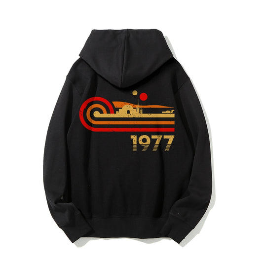 Retro Vintage Desert Planet Printed Back Unisex Cotton Hoodie