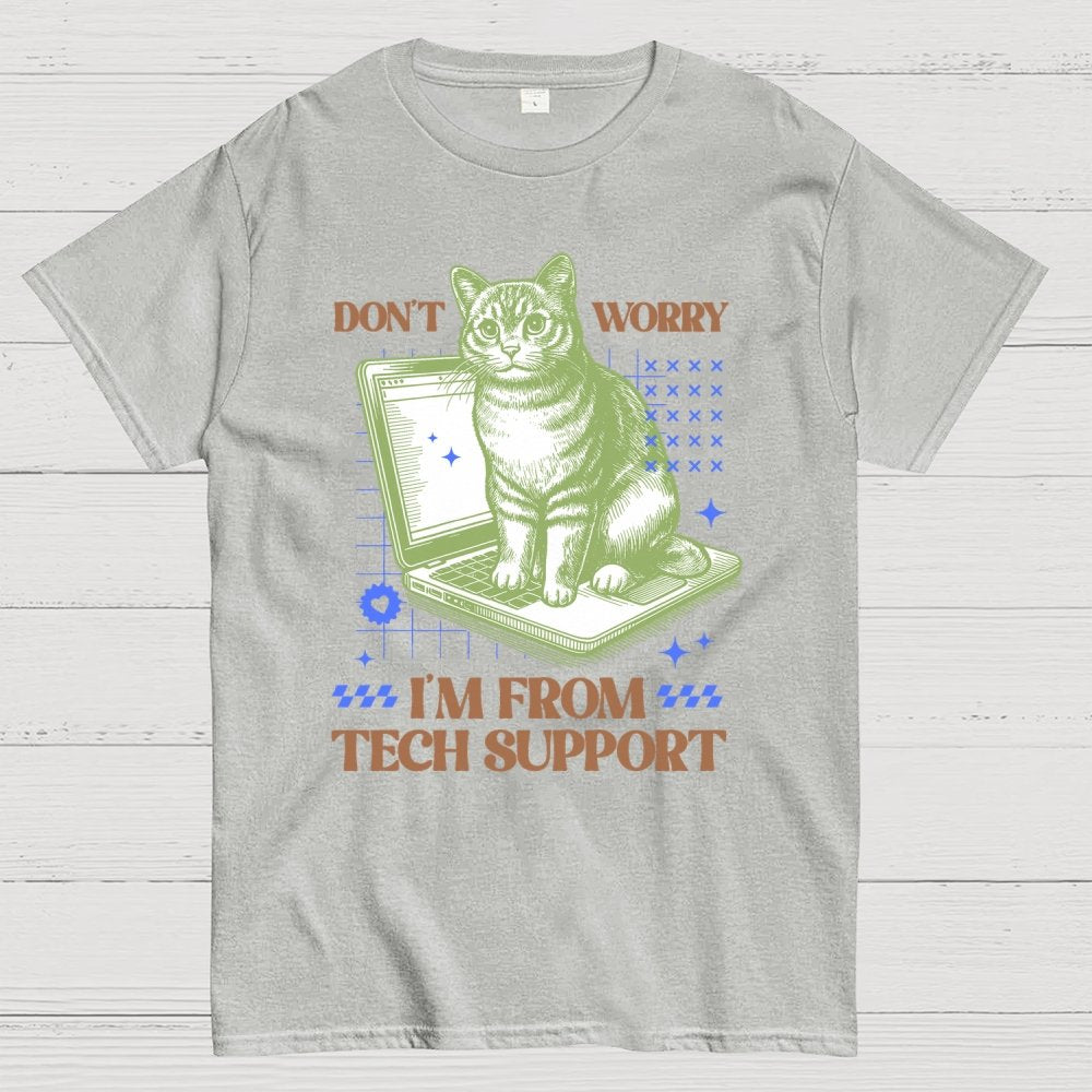 Don't Worry I'm From Tech Support Cat Geek T-Shirt