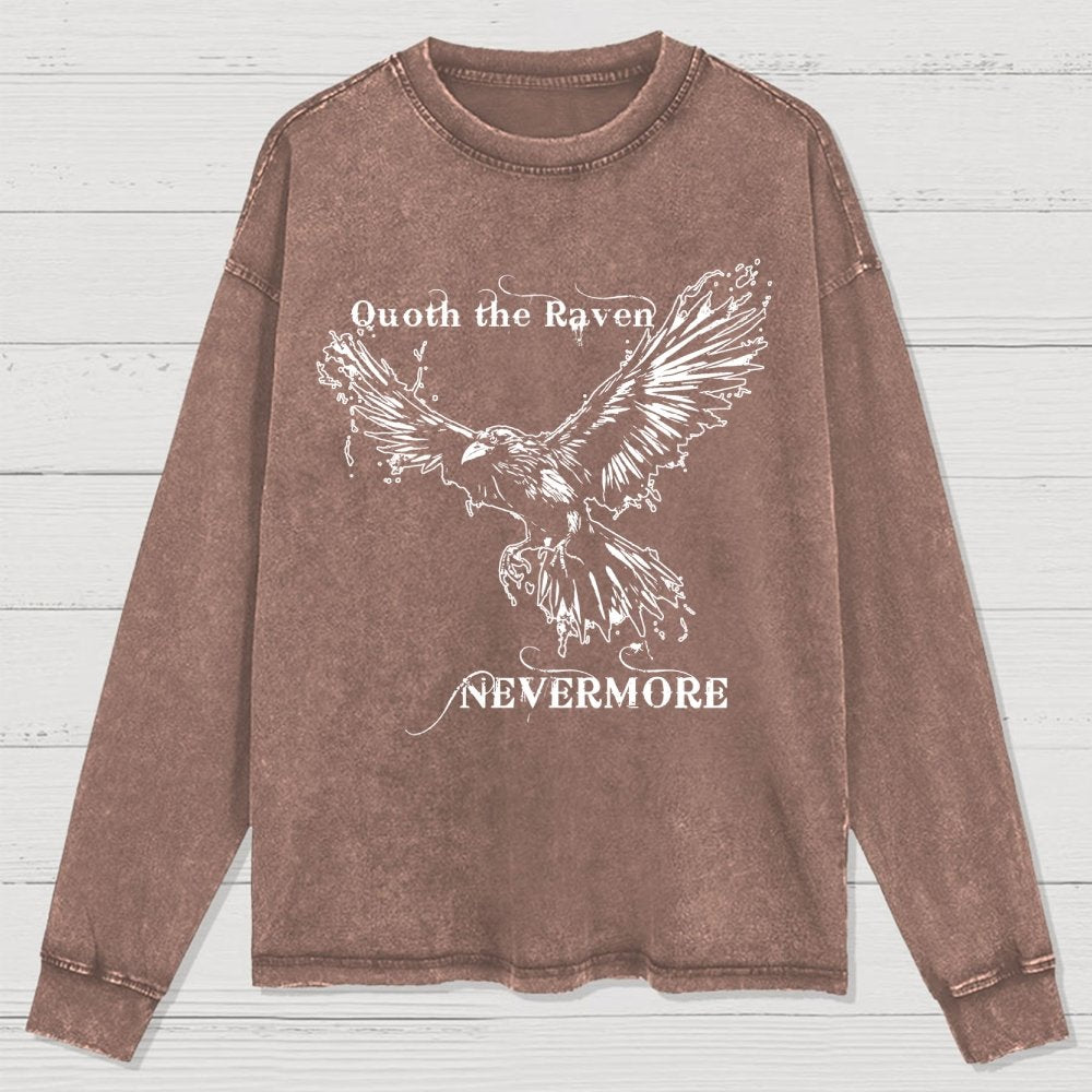 Quoth the raven Nevermore Washed Long Sleeve Tee