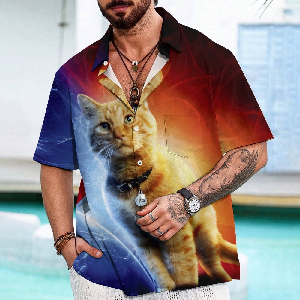 Goose Cat Alien Geek Hawaiian Shirt