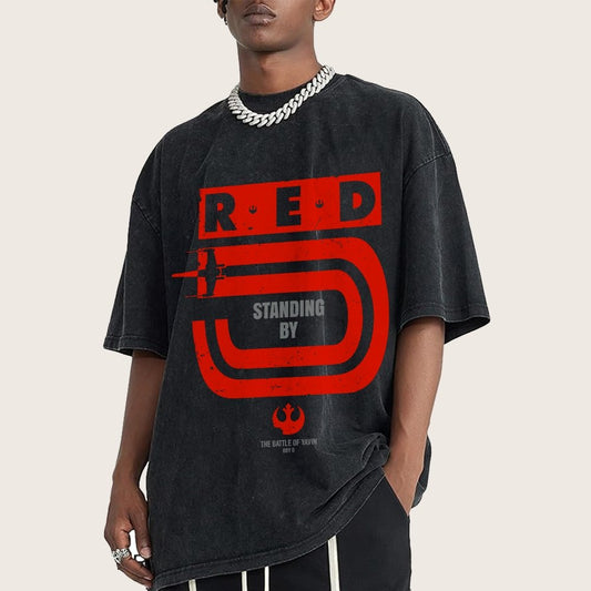 Red Star Standing By Vintage Distressed T-shirt