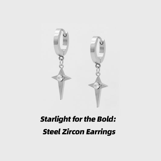 Starlight for the Bold: Stainless Steel Zircon Earrings