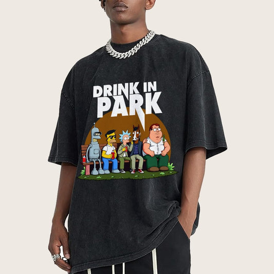 Drink in Park Vintage Distressed T-shirt