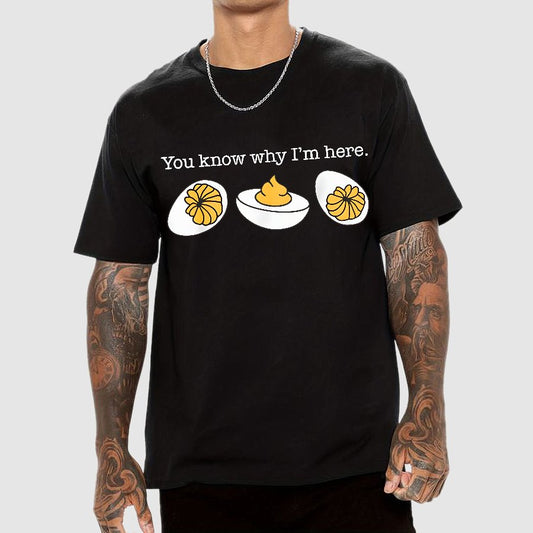 Retro Thanksgiving Dinner You Know Why I'm Here Deviled Egg Geek T-Shirt