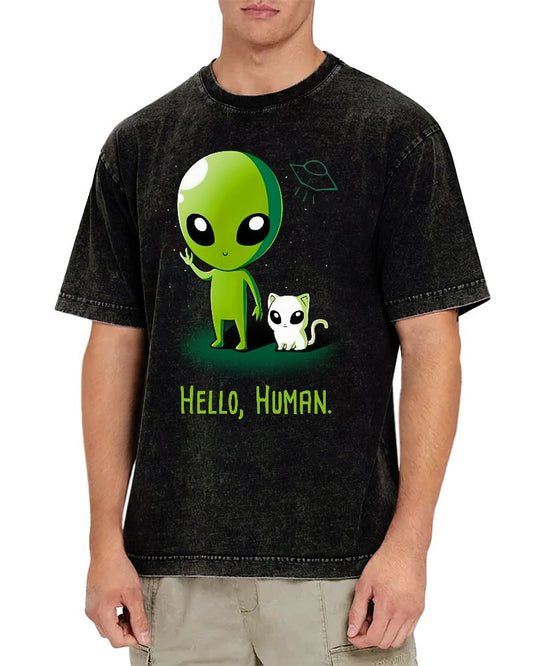 Hello, Human!!Vintage Distressed T-shirt