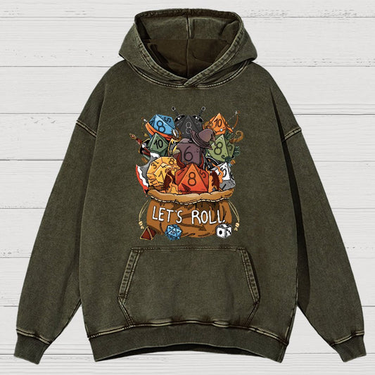 Let's Roll Nerdy Vintage Distressed Hoodie