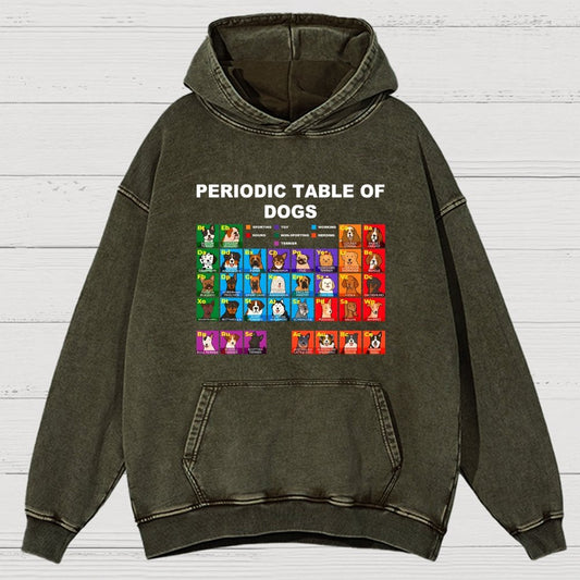 Periodic Table of Dogs Dog Lover Funny Science Vintage Distressed Hoodie
