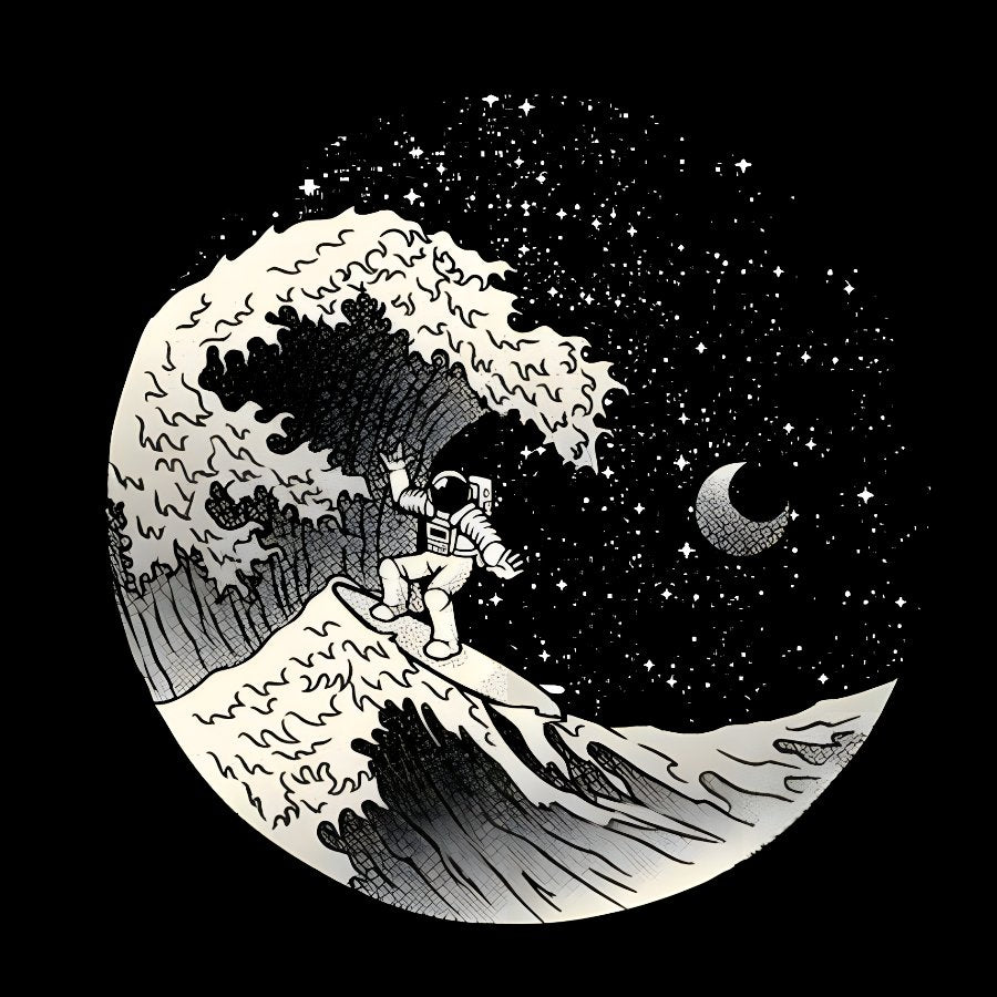 Astronaut Surfing Kanagawa Wave by Tobe Fonseca Geek T-Shirt