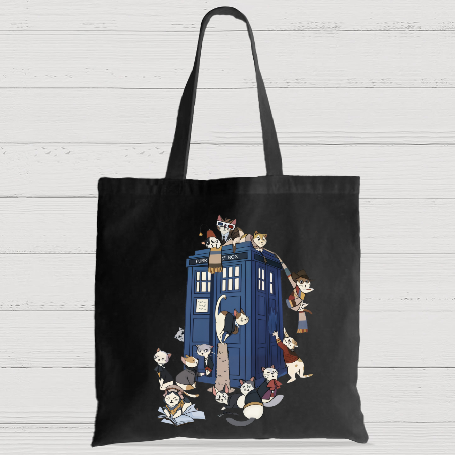 Cats Take Over The Phone Booth Casual Classic Canvas Bag