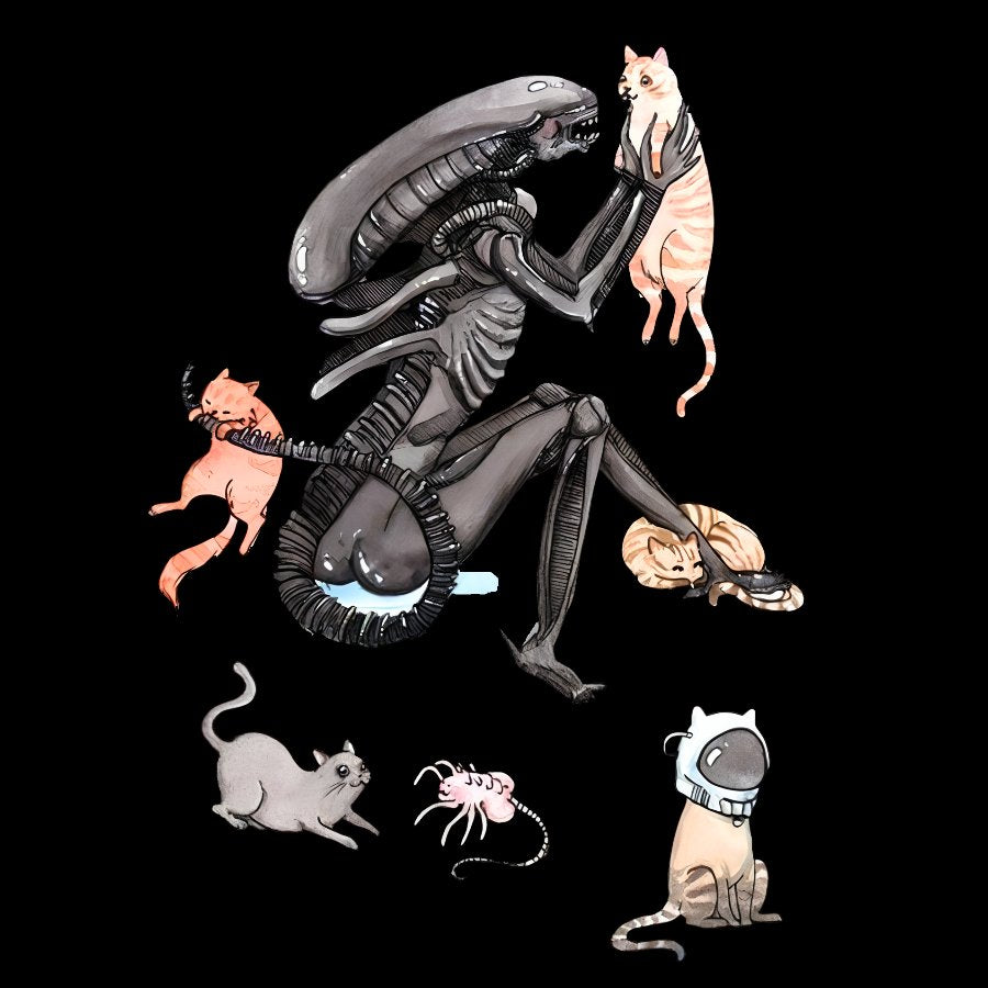 Funny Alien And Cat Geek T-Shirt