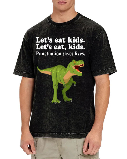Let's Eat Kids! Punctuation Saves Lives Vintage Distressed T-shirt