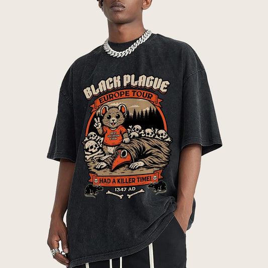 Black Plague Vacation Rat Vintage Distressed T-shirt