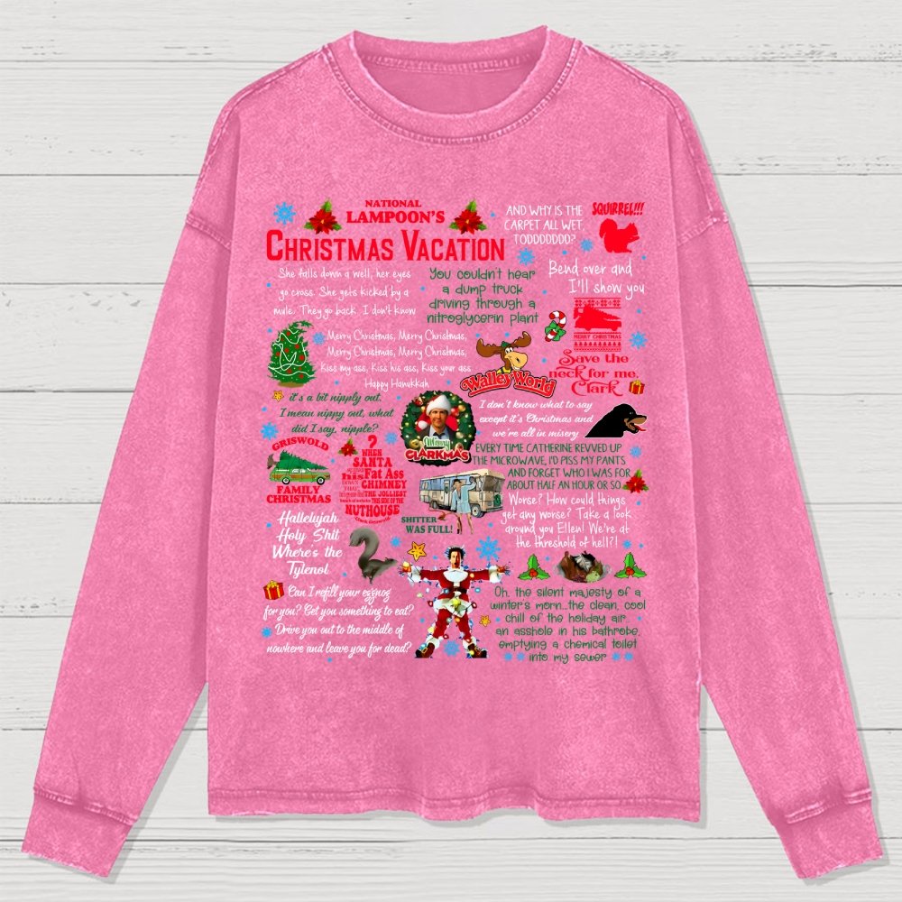 Holiday Vacation Quote Washed Long Sleeve Tee