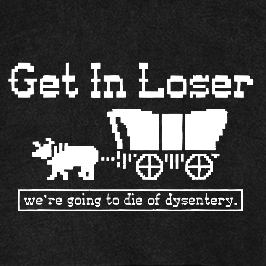Get In Loser We're Going To Die Of Dysentery Vintage Distressed Hoodie