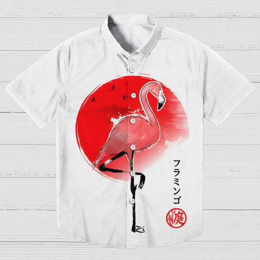 Flamingo Sumi E Geek Hawaiian Shirt
