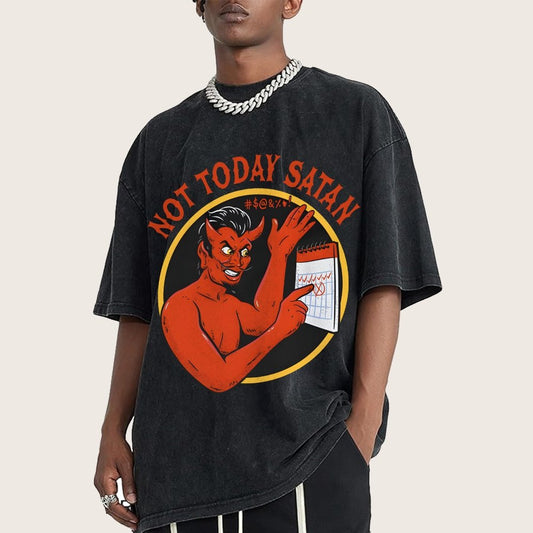 Not Today Satan Vintage Distressed T-shirt