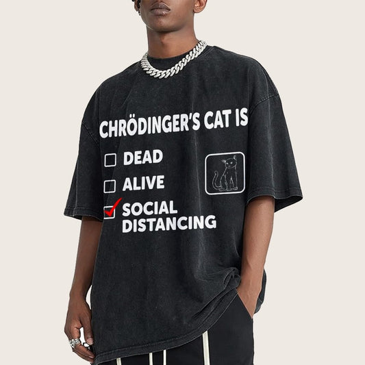 Schrodinger's Social Distancing Vintage Distressed T-shirt
