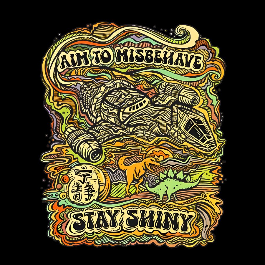Aim to Misbehave, Stay Shiny Geek T-Shirt