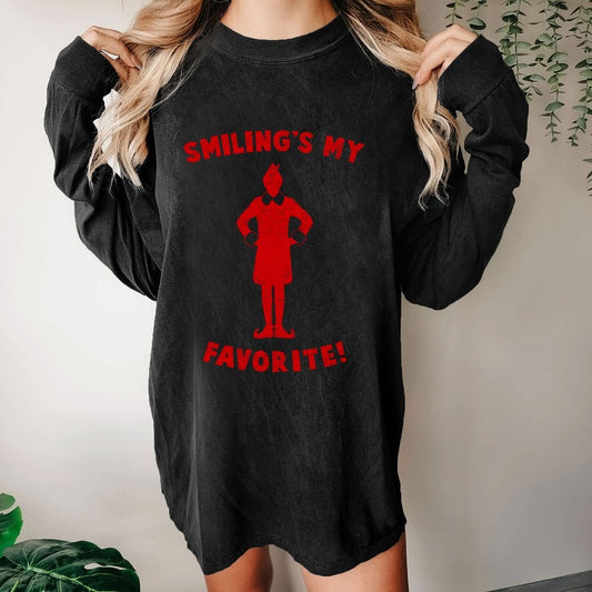 Smiling's My Favorite Washed Long Sleeve Tee